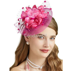 Lady Fancy Fascinators Hats for Womens Mesh Wedding Headwear Veil Flower Cocktail Tea Party Church Derby Hat Chapeu Feminino - SHOWLU FASHION STORE
