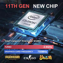 Laptop 15.6 Inch IPS Screen 16GB RAM Intel Celeron N5095 Business Netbook Windows 10 11 Pro Gaming Office Notebook Pc Portable - SHOWLU FASHION STORE