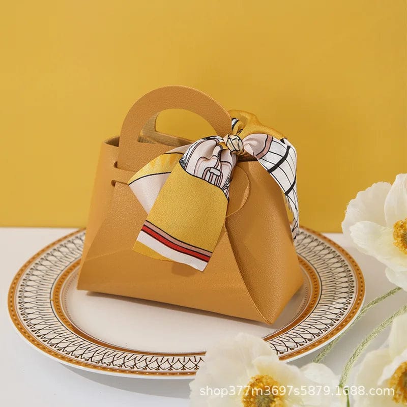 Leather Gift Bags Bow Ribbon Packaging Bag Wedding Favour Distributions Bags Eid Mubarak Candy Packaging Box Mini Handbag - SHOWLU FASHION STORE