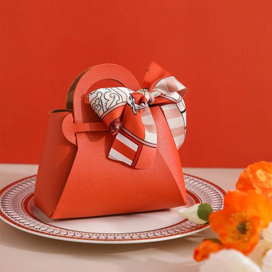 Leather Gift Bags Bow Ribbon Packaging Bag Wedding Favour Distributions Bags Eid Mubarak Candy Packaging Box Mini Handbag - SHOWLU FASHION STORE