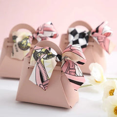 Leather Gift Bags Bow Ribbon Packaging Bag Wedding Favour Distributions Bags Eid Mubarak Candy Packaging Box Mini Handbag - SHOWLU FASHION STORE