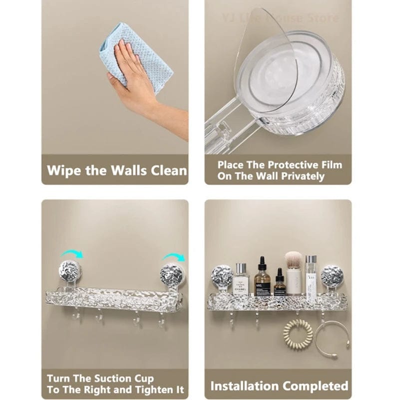 Light Luxury Bathroom Shelf Suction Cup Shampoo Shower Rack Punch - Free Storage Organizer Holder Bathroom Accessories - SHOWLU FASHION STORE