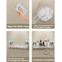 Light Luxury Bathroom Shelf Suction Cup Shampoo Shower Rack Punch - Free Storage Organizer Holder Bathroom Accessories - SHOWLU FASHION STORE