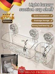 Light Luxury Style Glacier Pattern Suction Cup Shelf Punch - Free Wall Mounted Storage Rack Draining Basket Holder for Bathroom - SHOWLU FASHION STORE