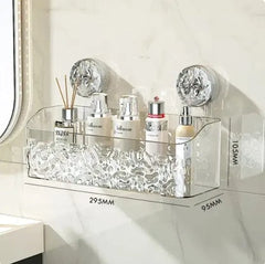 Light Luxury Style Glacier Pattern Suction Cup Shelf Punch - Free Wall Mounted Storage Rack Draining Basket Holder for Bathroom - SHOWLU FASHION STORE