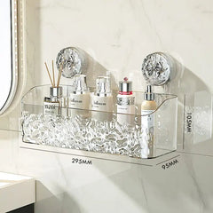Light Luxury Style Glacier Pattern Suction Cup Shelf Punch - Free Wall Mounted Storage Rack Draining Basket Holder for Bathroom - SHOWLU FASHION STORE