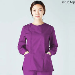 Long Sleeve Medical Clothes Women Zipper Opening Scrub Coat Round Collar Cotton Nursing Uniform Spa Workwear Doctor Overalls Vet - SHOWLU FASHION STORE