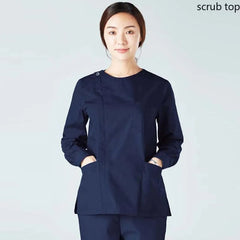 Long Sleeve Medical Clothes Women Zipper Opening Scrub Coat Round Collar Cotton Nursing Uniform Spa Workwear Doctor Overalls Vet - SHOWLU FASHION STORE