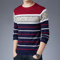 Long sleeved pullover sweater for fashionable men's casual autumn and winter long sleeved knit shirt for men - SHOWLU FASHION STORE
