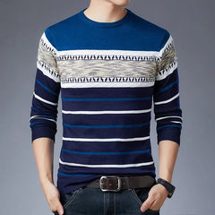 Long sleeved pullover sweater for fashionable men's casual autumn and winter long sleeved knit shirt for men - SHOWLU FASHION STORE