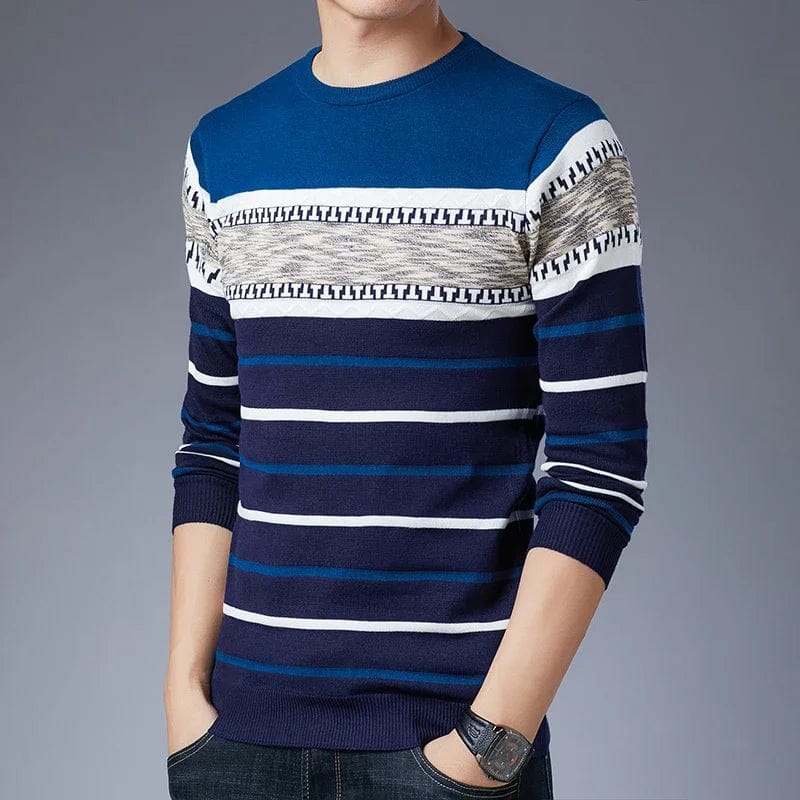 Long sleeved pullover sweater for fashionable men's casual autumn and winter long sleeved knit shirt for men - SHOWLU FASHION STORE