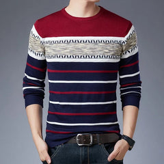 Long sleeved pullover sweater for fashionable men's casual autumn and winter long sleeved knit shirt for men - SHOWLU FASHION STORE