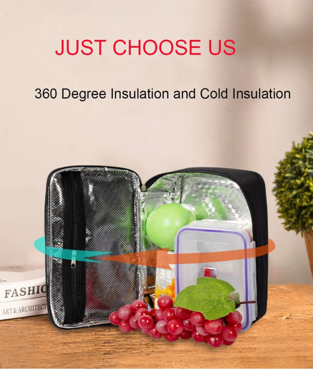 Lunch Bag for Women Men, Small Thermal Lunch Box, Insulated Lunch Bag, Portable Cooler Bag Snack Bag for Work Picnic BLAK - SHOWLU FASHION STORE