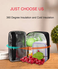 Lunch Bag for Women Men, Small Thermal Lunch Box, Insulated Lunch Bag, Portable Cooler Bag Snack Bag for Work Picnic BLAK - SHOWLU FASHION STORE