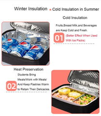 Lunch Bag for Women Men, Small Thermal Lunch Box, Insulated Lunch Bag, Portable Cooler Bag Snack Bag for Work Picnic BLAK - SHOWLU FASHION STORE