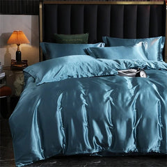 Luxury Blending Natural Mulberry Silk Bedding Set High End Satin Smooth Duvet Cover Set Double King Queen Size Bed Sheet Set - SHOWLU FASHION STORE