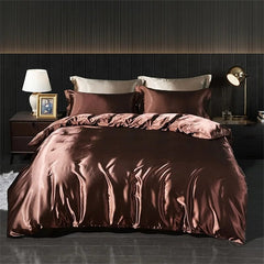 Luxury Blending Natural Mulberry Silk Bedding Set High End Satin Smooth Duvet Cover Set Double King Queen Size Bed Sheet Set - SHOWLU FASHION STORE