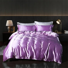 Luxury Blending Natural Mulberry Silk Bedding Set High End Satin Smooth Duvet Cover Set Double King Queen Size Bed Sheet Set - SHOWLU FASHION STORE