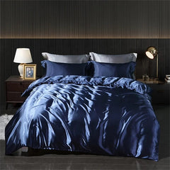 Luxury Blending Natural Mulberry Silk Bedding Set High End Satin Smooth Duvet Cover Set Double King Queen Size Bed Sheet Set - SHOWLU FASHION STORE