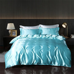 Luxury Blending Natural Mulberry Silk Bedding Set High End Satin Smooth Duvet Cover Set Double King Queen Size Bed Sheet Set - SHOWLU FASHION STORE