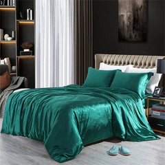 Luxury Blending Natural Mulberry Silk Bedding Set High End Satin Smooth Duvet Cover Set Double King Queen Size Bed Sheet Set - SHOWLU FASHION STORE