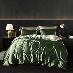 Luxury Blending Natural Mulberry Silk Bedding Set High End Satin Smooth Duvet Cover Set Double King Queen Size Bed Sheet Set - SHOWLU FASHION STORE