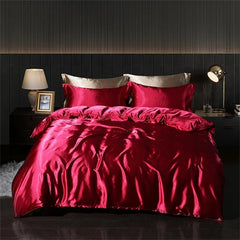 Luxury Blending Natural Mulberry Silk Bedding Set High End Satin Smooth Duvet Cover Set Double King Queen Size Bed Sheet Set - SHOWLU FASHION STORE