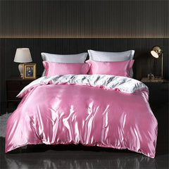 Luxury Blending Natural Mulberry Silk Bedding Set High End Satin Smooth Duvet Cover Set Double King Queen Size Bed Sheet Set - SHOWLU FASHION STORE