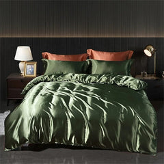 Luxury Blending Natural Mulberry Silk Bedding Set High End Satin Smooth Duvet Cover Set Double King Queen Size Bed Sheet Set - SHOWLU FASHION STORE
