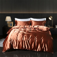 Luxury Blending Natural Mulberry Silk Bedding Set High End Satin Smooth Duvet Cover Set Double King Queen Size Bed Sheet Set - SHOWLU FASHION STORE