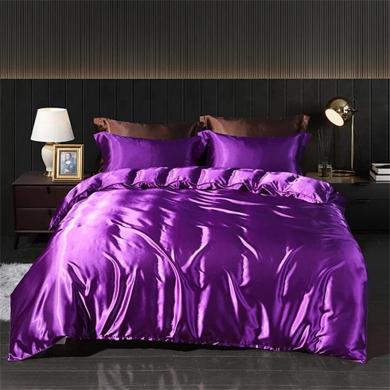 Luxury Blending Natural Mulberry Silk Bedding Set High End Satin Smooth Duvet Cover Set Double King Queen Size Bed Sheet Set - SHOWLU FASHION STORE