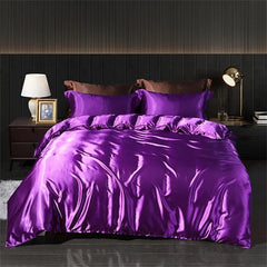 Luxury Blending Natural Mulberry Silk Bedding Set High End Satin Smooth Duvet Cover Set Double King Queen Size Bed Sheet Set - SHOWLU FASHION STORE