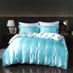 Luxury Blending Natural Mulberry Silk Bedding Set High End Satin Smooth Duvet Cover Set Double King Queen Size Bed Sheet Set - SHOWLU FASHION STORE
