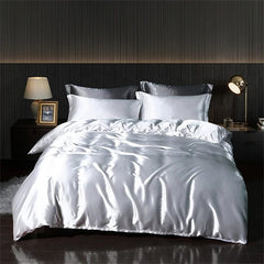 Luxury Blending Natural Mulberry Silk Bedding Set High End Satin Smooth Duvet Cover Set Double King Queen Size Bed Sheet Set - SHOWLU FASHION STORE