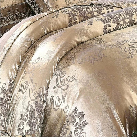 Luxury Jacquard Bedding Set Cotton Duvet Cover Lace Satin Bed Sheet Pillowcases King and Queen Size Bedspread Home Textiles 4PCs - SHOWLU FASHION STORE
