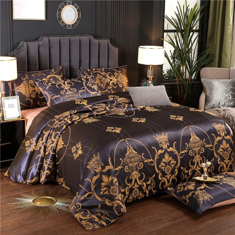 Luxury King Duvet Cover Set Black Gold Queen King Size European Style Bedding Set High Quality Pillowcase Comforter Sets - SHOWLU FASHION STORE