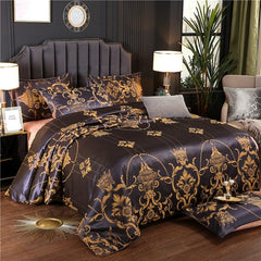 Luxury King Duvet Cover Set Black Gold Queen King Size European Style Bedding Set High Quality Pillowcase Comforter Sets - SHOWLU FASHION STORE