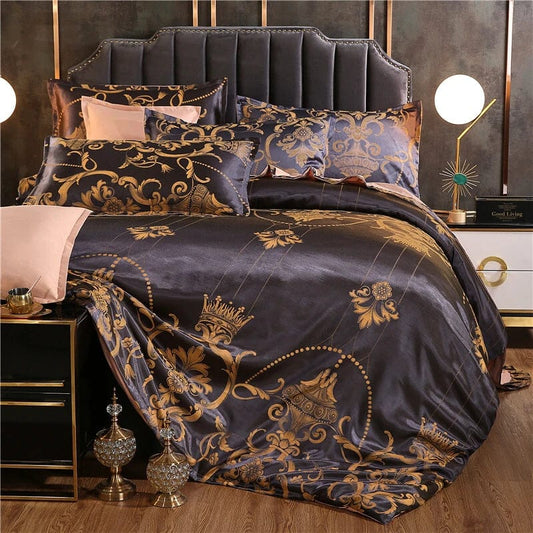 Luxury King Duvet Cover Set Black Gold Queen King Size European Style Bedding Set High Quality Pillowcase Comforter Sets - SHOWLU FASHION STORE