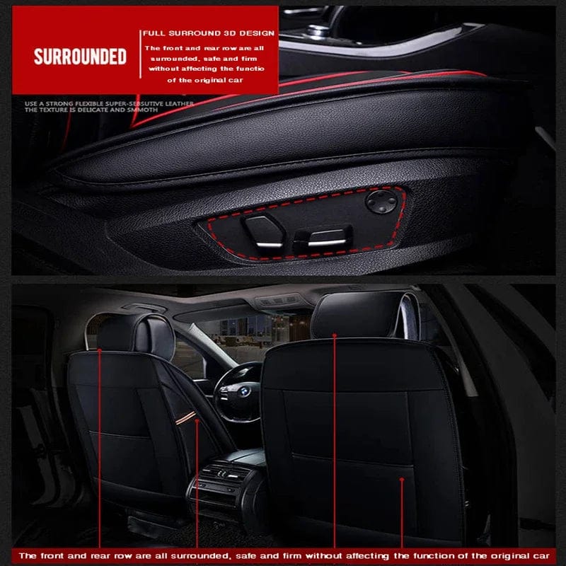 Luxury Quality Leather Car Seat Cover Comfortable Four Seasons Universal Front/ Rear/ Full Set Cover Cushion Car Seat Protector - SHOWLU FASHION STORE