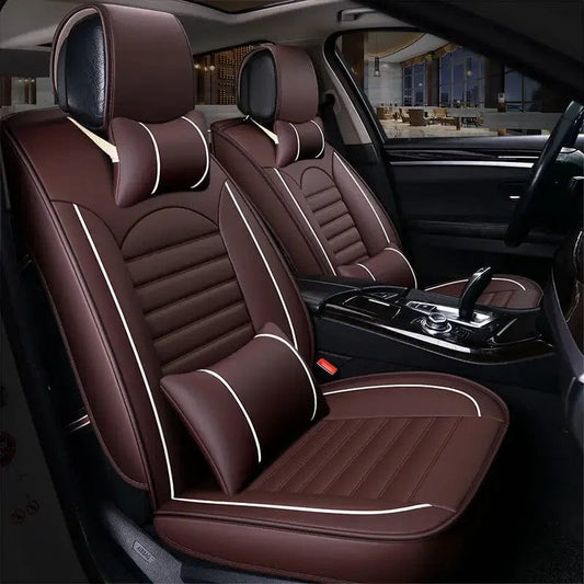 Luxury Quality Leather Car Seat Cover Comfortable Four Seasons Universal Front/ Rear/ Full Set Cover Cushion Car Seat Protector - SHOWLU FASHION STORE