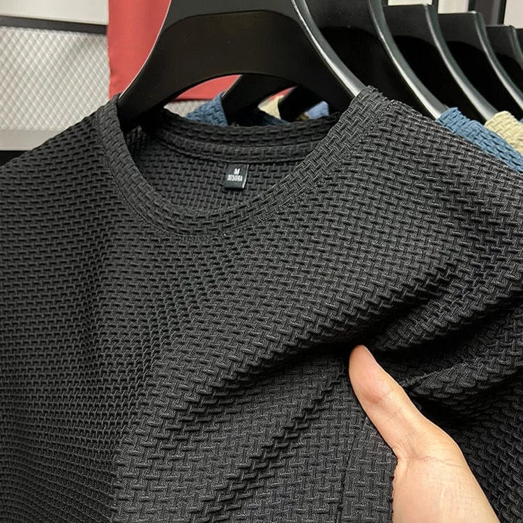 M - 5XL Summer New Men's Round Neck Short Sleeved T-shirt Wrinkle Resistant And Breathable Top Texture Fabric Leisure Versatile - SHOWLU FASHION STORE