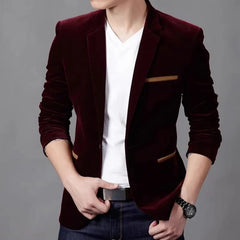 Men Corduroy Suits Jackets Male Smart Casual Dress Suits High Quality Blazers Slim Single - breasted Suits Jackets and Coats 5XL - SHOWLU FASHION STORE