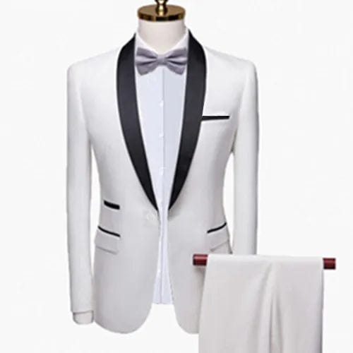 Men Lapel Black Collar 3 Pcs Suit Set Coat Vest Trousers / Business Groomsmen Groom Wedding Dress Fprmal Blazer Pants Waistcoat - SHOWLU FASHION STORE