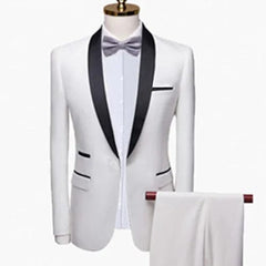 Men Lapel Black Collar 3 Pcs Suit Set Coat Vest Trousers / Business Groomsmen Groom Wedding Dress Fprmal Blazer Pants Waistcoat - SHOWLU FASHION STORE