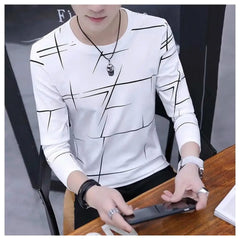 Men Long Sleeve T-shirt Soft Breathable Men's Contrast Color T-shirt Stylish Long Sleeve Top for Commute Fall Spring Men T-shirt - SHOWLU FASHION STORE