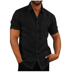 Men Short Sleeve Summer Solid Shirts Casual Loose Tops Tee - SHOWLU FASHION STORE