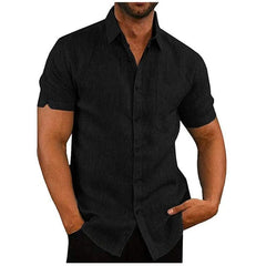 Men Short Sleeve Summer Solid Shirts Casual Loose Tops Tee - SHOWLU FASHION STORE