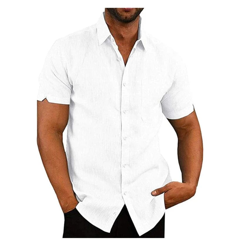 Men Short Sleeve Summer Solid Shirts Casual Loose Tops Tee - SHOWLU FASHION STORE