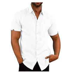 Men Short Sleeve Summer Solid Shirts Casual Loose Tops Tee - SHOWLU FASHION STORE