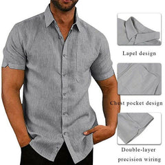 Men Short Sleeve Summer Solid Shirts Casual Loose Tops Tee - SHOWLU FASHION STORE